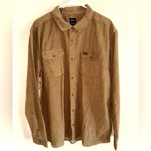 RVCA New Long Sleeve Button Down Collared  Dress Shirt w/ Chest Pockets size 2XL